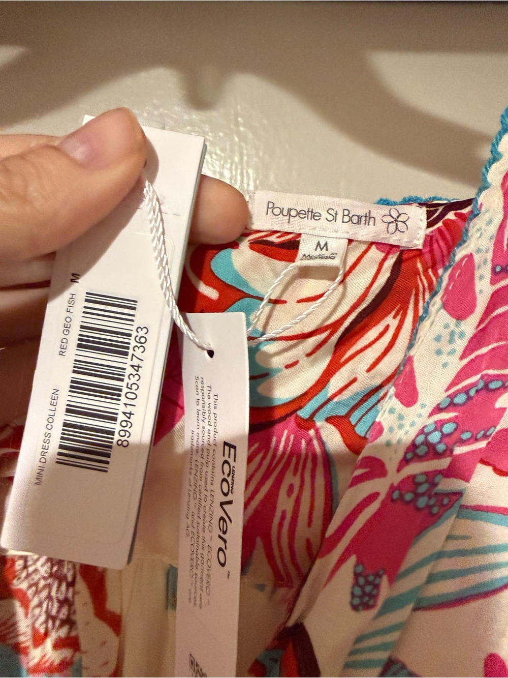 NWT Poupette St. Barth Pink, Turquoise & Red Floral Mini Dress - Picture 6 of 6